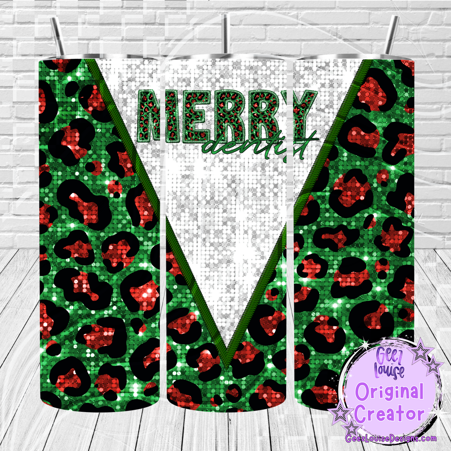 Merry leopard faux sequin tumbler wrap - Digital Download- PNG