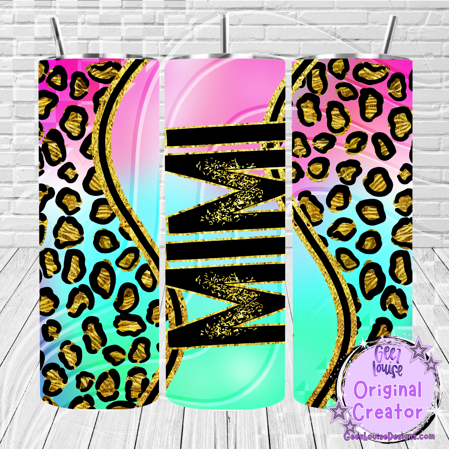 Rainbow leopard tumbler - Digital Download- PNG