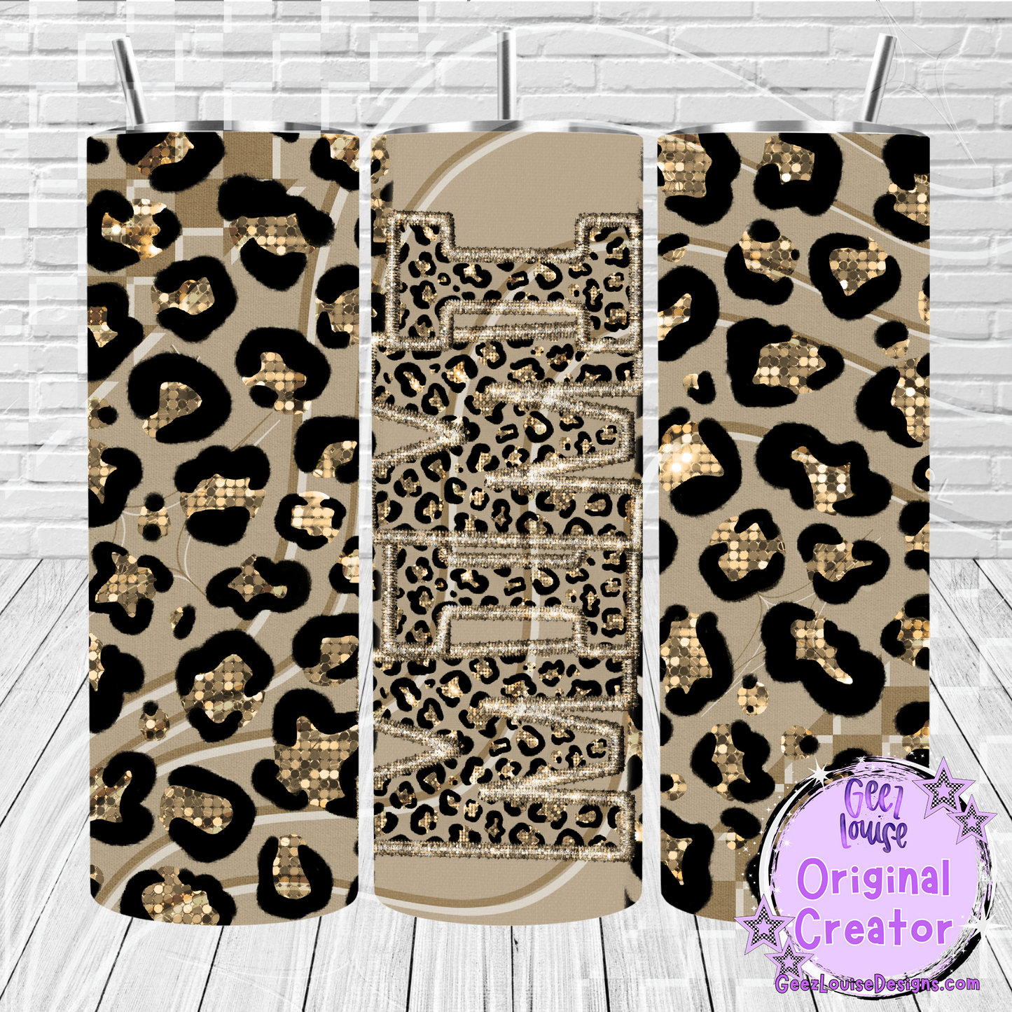 Gold Leopard Job Title Tumbler Wraps- Variants (20 oz Skinny PNG)