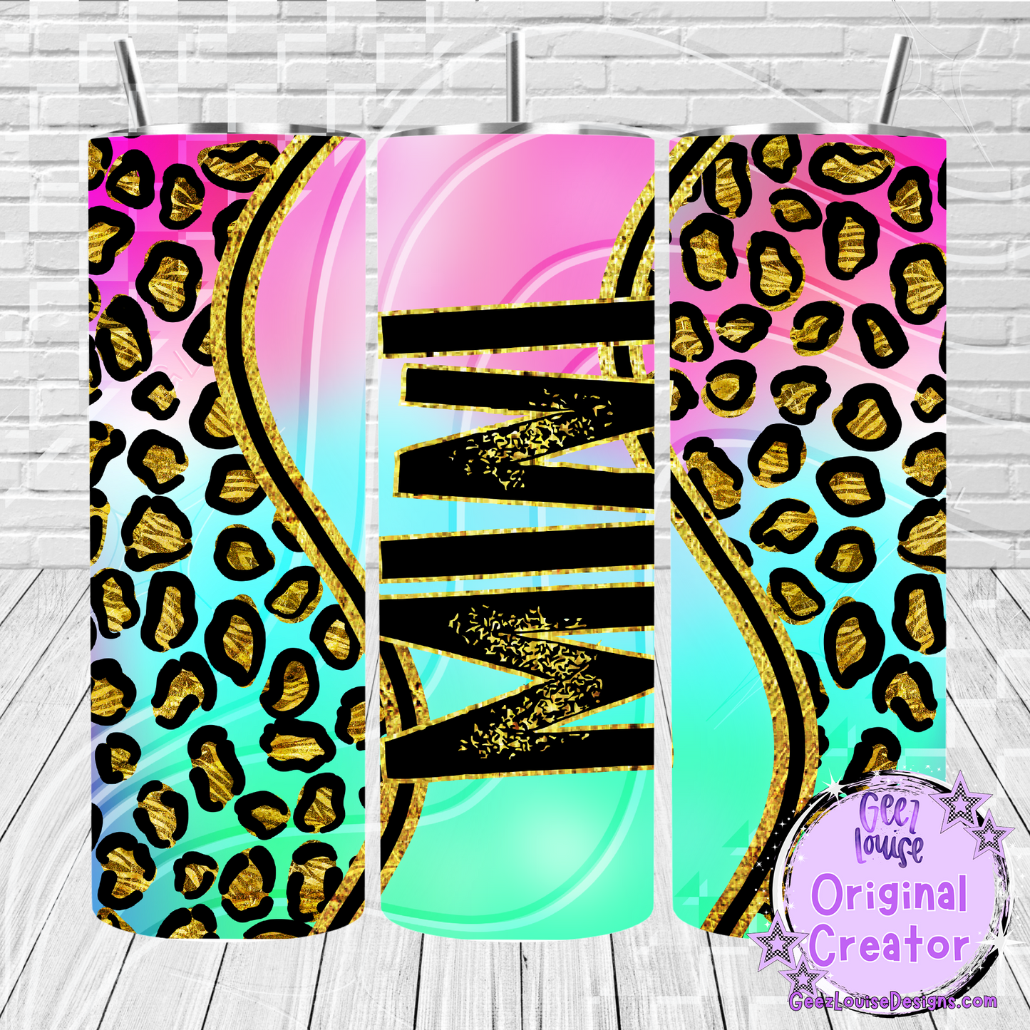 Rainbow leopard tumbler - Digital Download- PNG