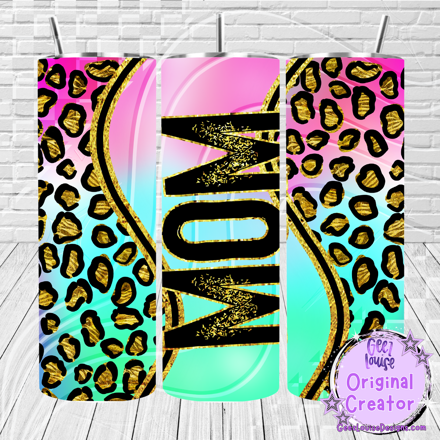 Rainbow leopard tumbler - Digital Download- PNG