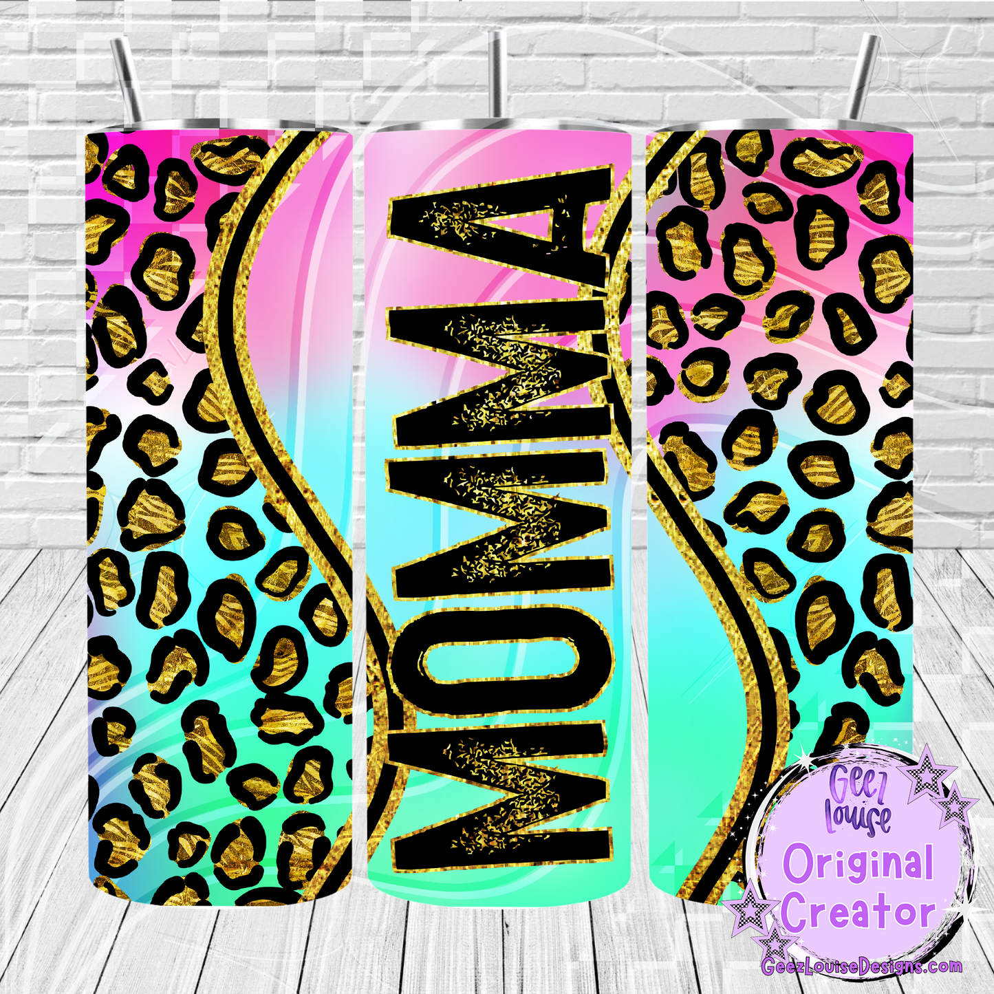 Rainbow leopard tumbler - Digital Download- PNG