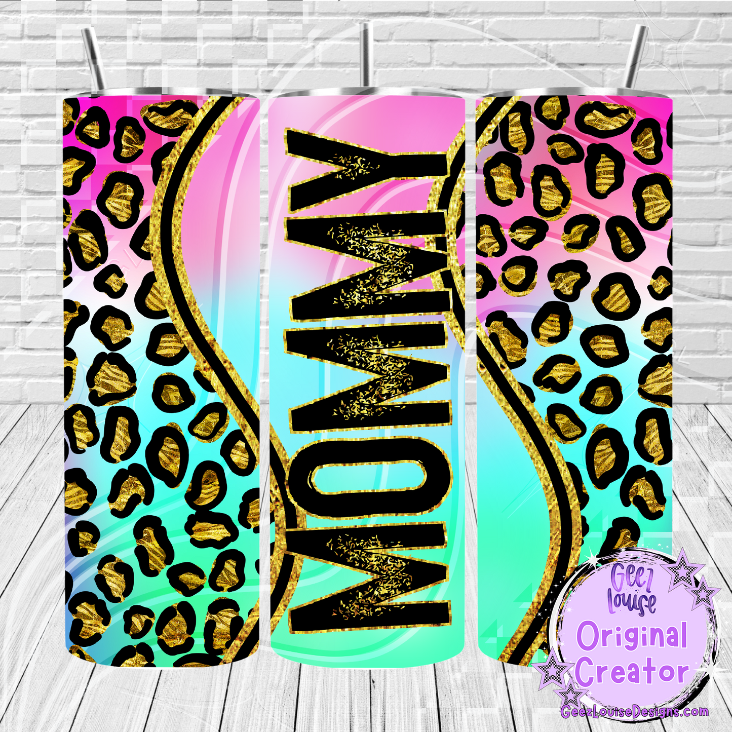 Rainbow leopard tumbler - Digital Download- PNG