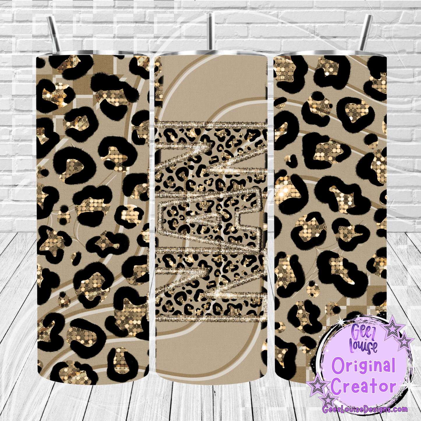 Gold Leopard Job Title Tumbler Wraps- Variants (20 oz Skinny PNG)