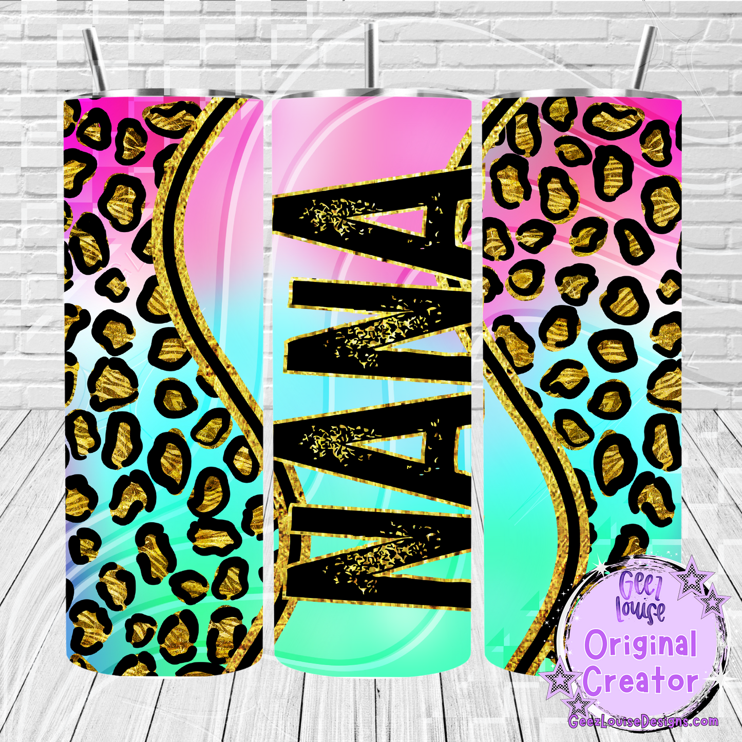 Rainbow leopard tumbler - Digital Download- PNG