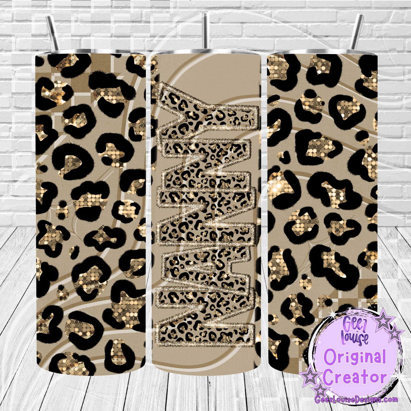 Gold Leopard Job Title Tumbler Wraps- Variants (20 oz Skinny PNG)