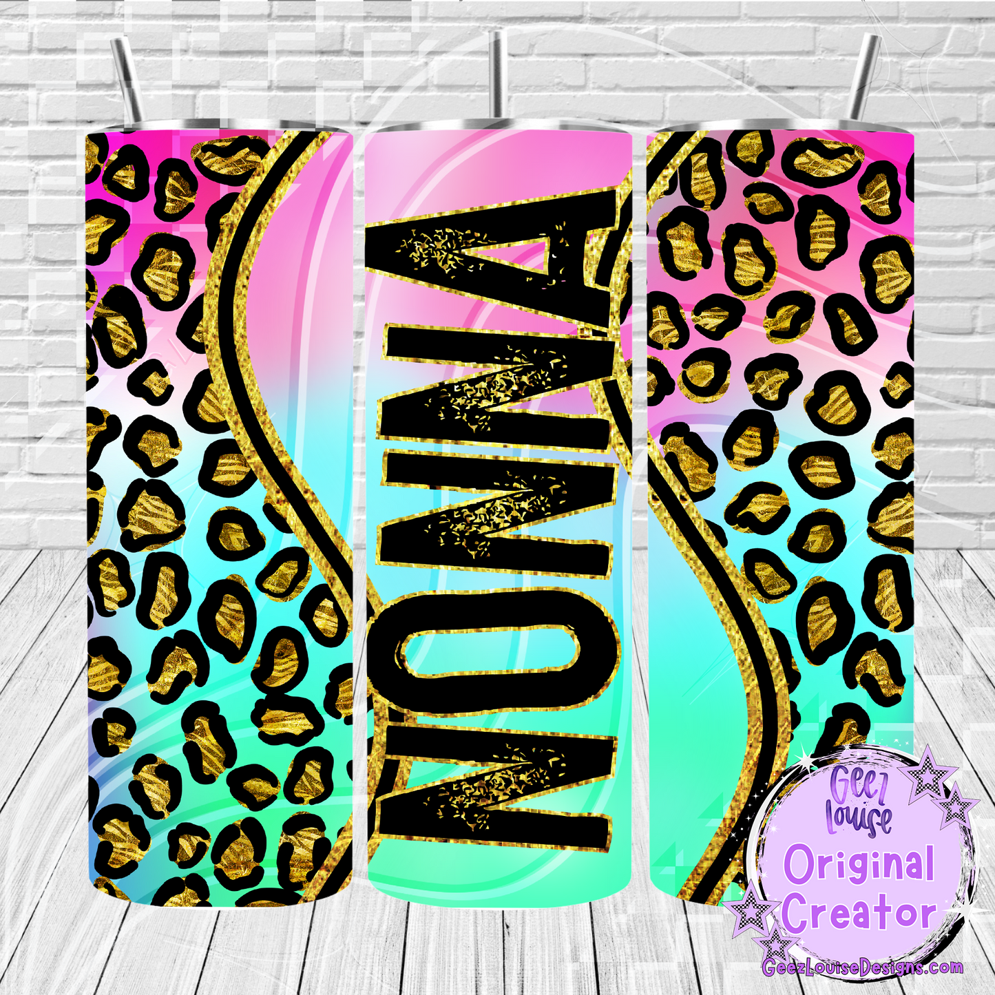 Rainbow leopard tumbler - Digital Download- PNG