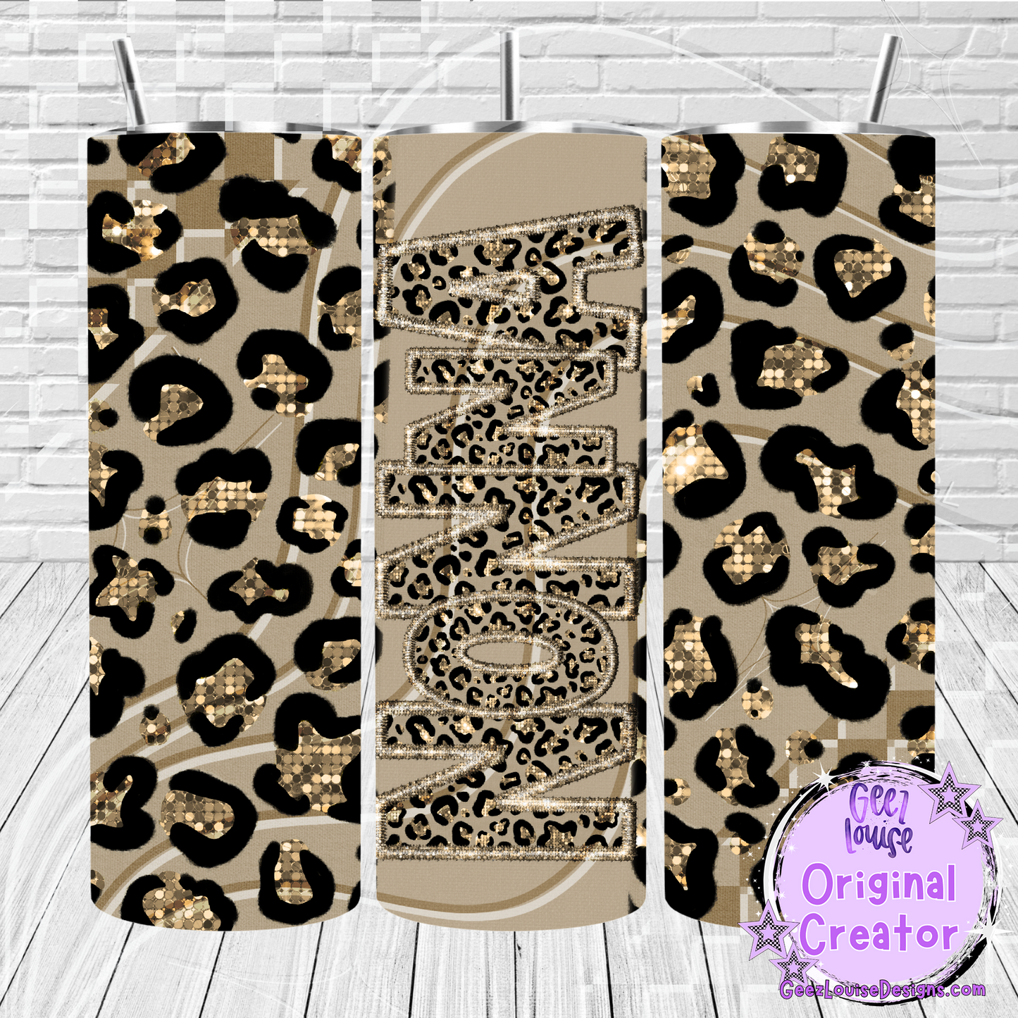 Gold Leopard Job Title Tumbler Wraps- Variants (20 oz Skinny PNG)
