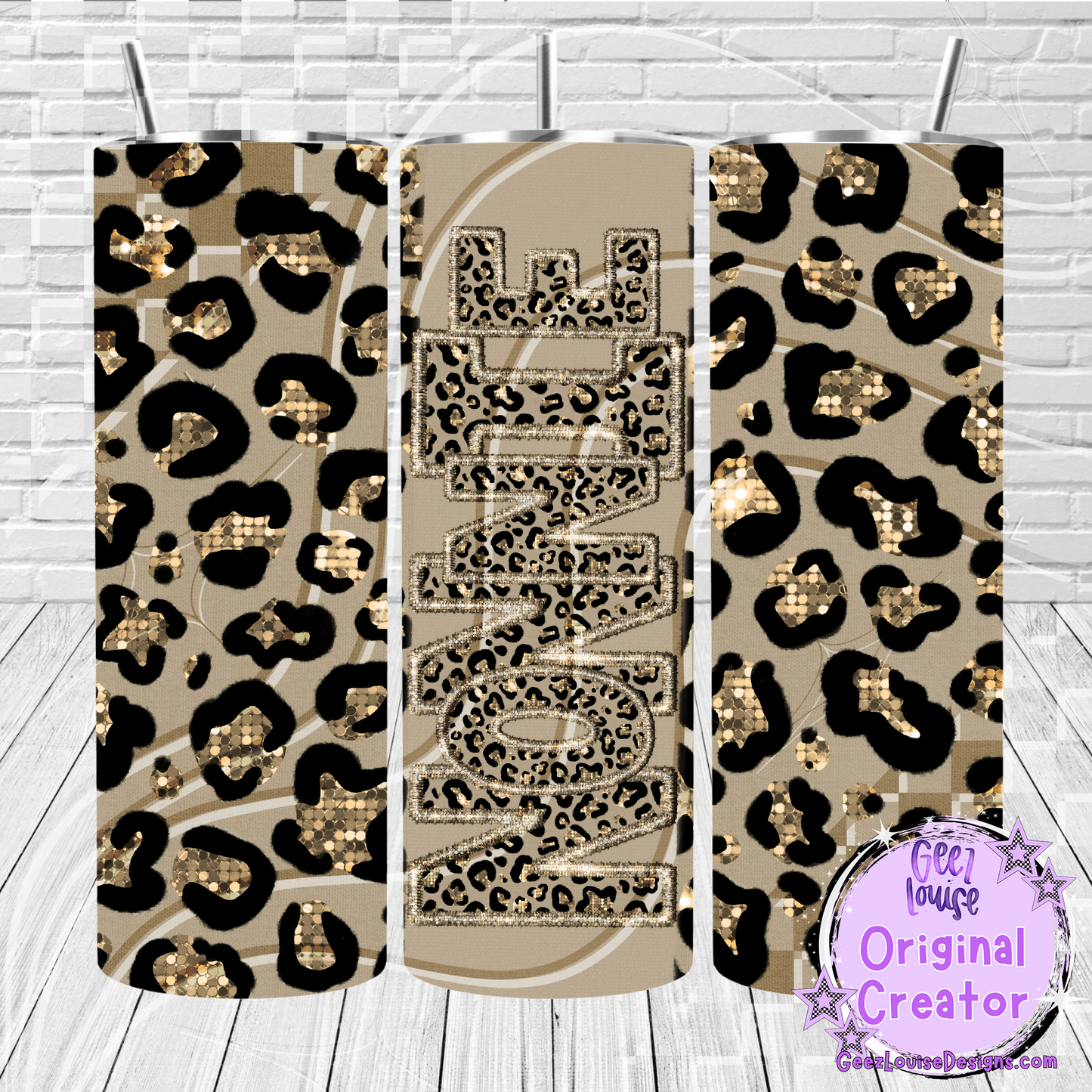 Gold Leopard Job Title Tumbler Wraps- Variants (20 oz Skinny PNG)