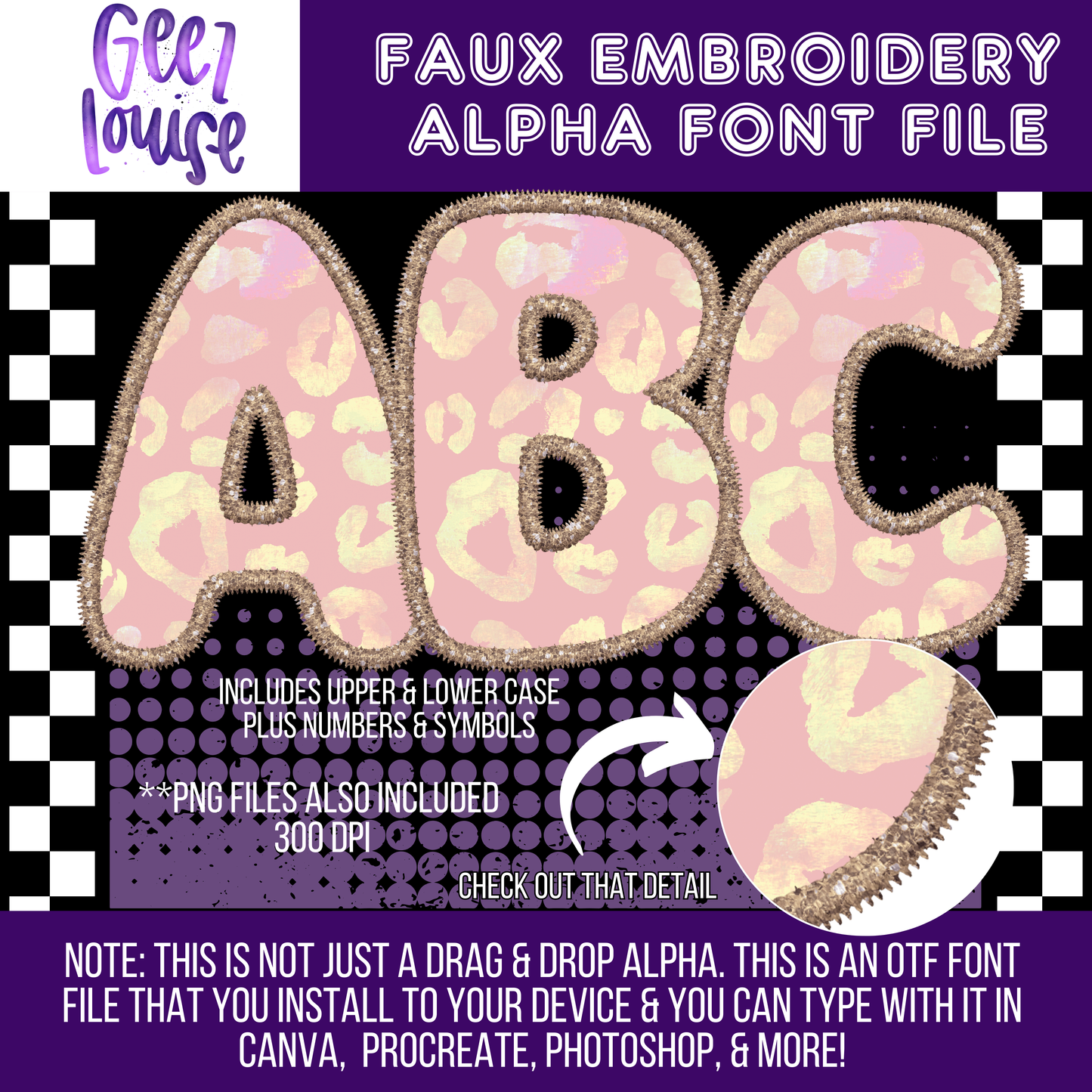 Pink Leopard - TYPEABLE OTF Font - Alpha Set - Digital Download- PNG