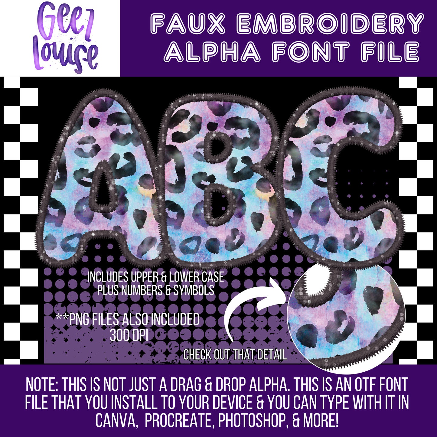 Rainbow leopard - TYPEABLE OTF Font - Alpha Set - Digital Download- PNG