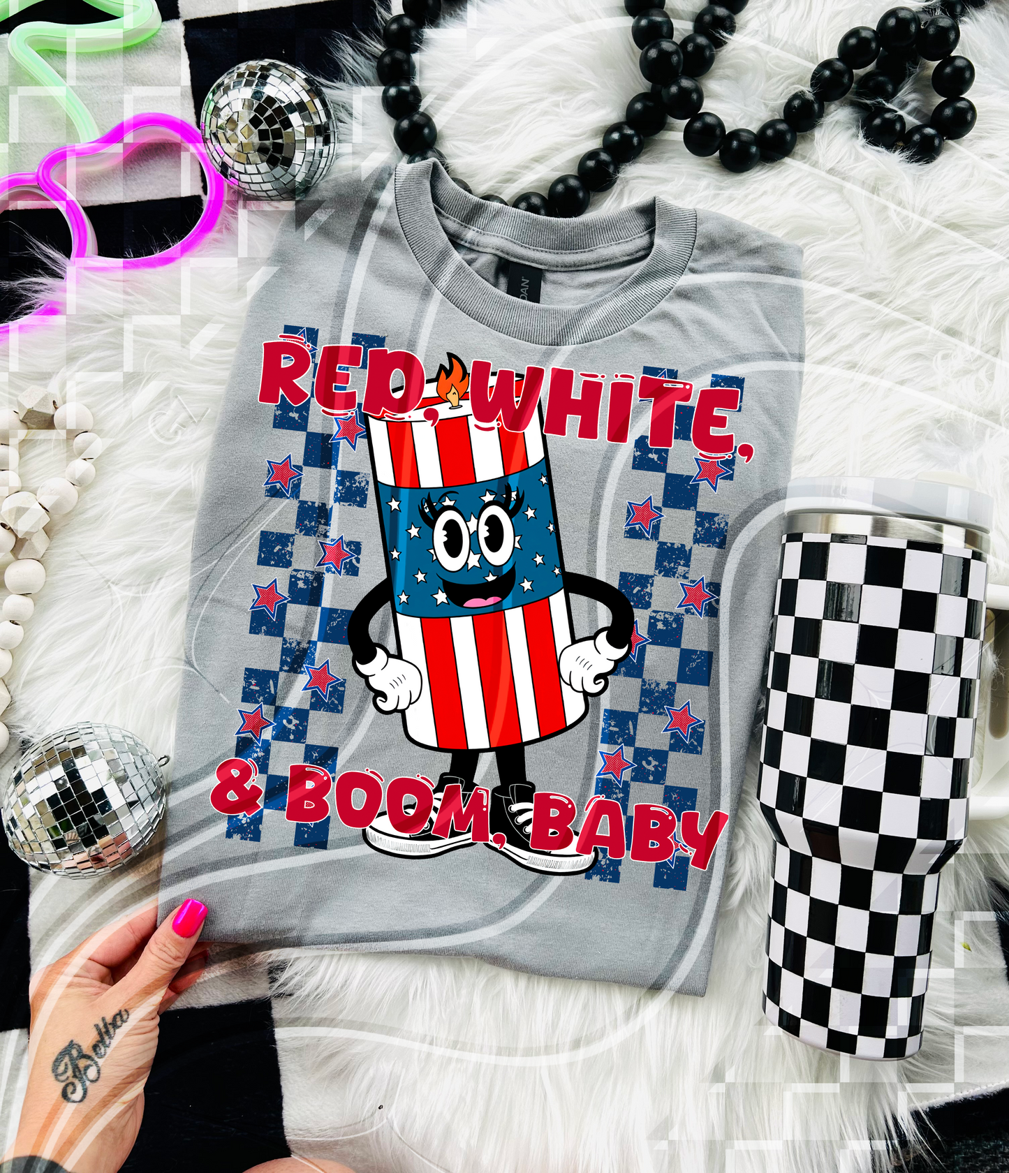 Red, White & Boom Baby – Firecracker PNG Design