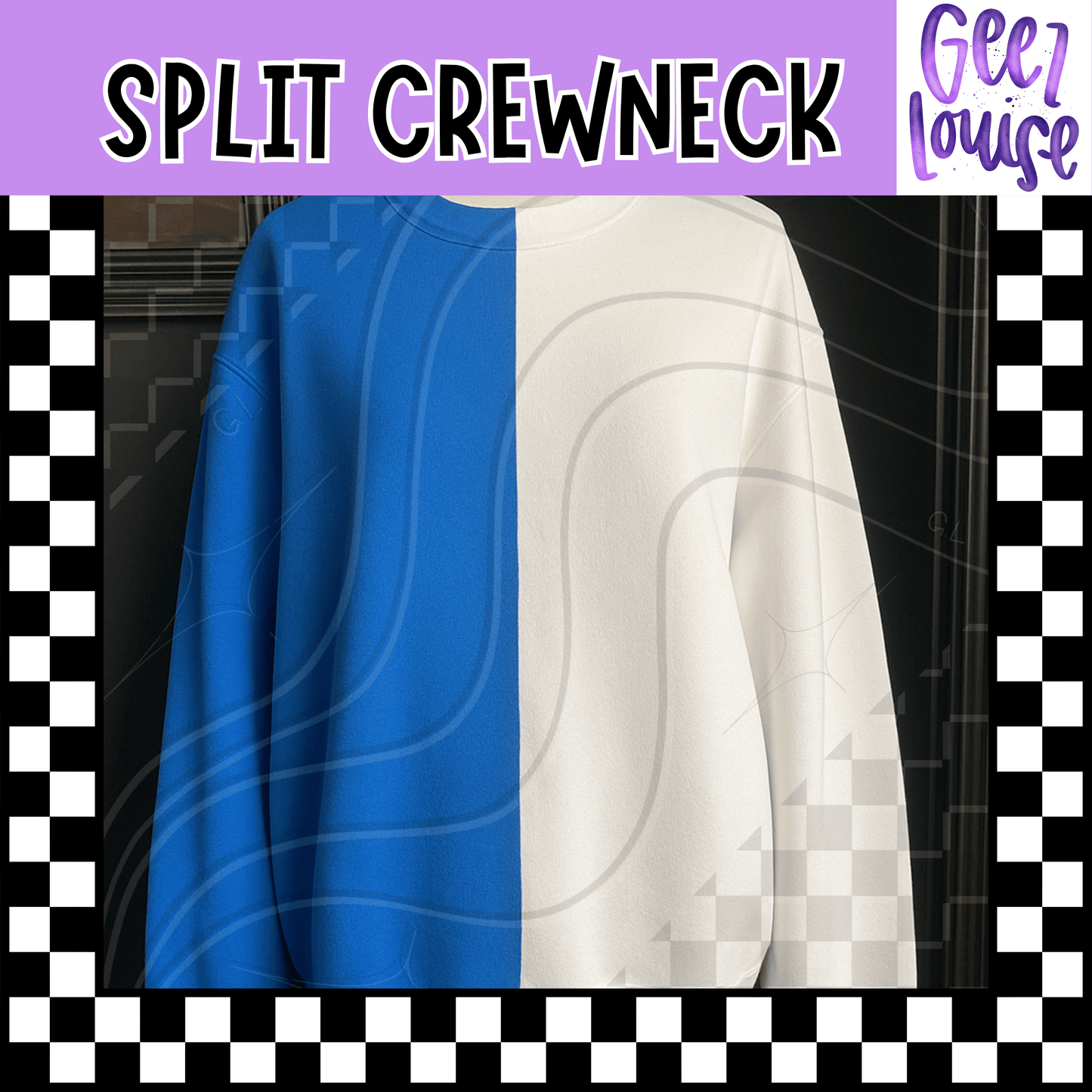 White & Royal Blue Gildan 2-Tone Crewneck Sweatshirt - XL