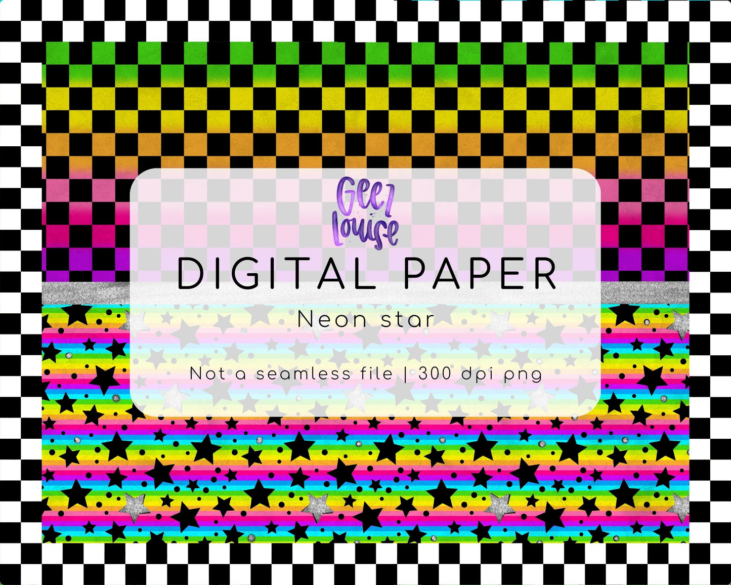 Neon star background digital paper- Digital Download- PNG