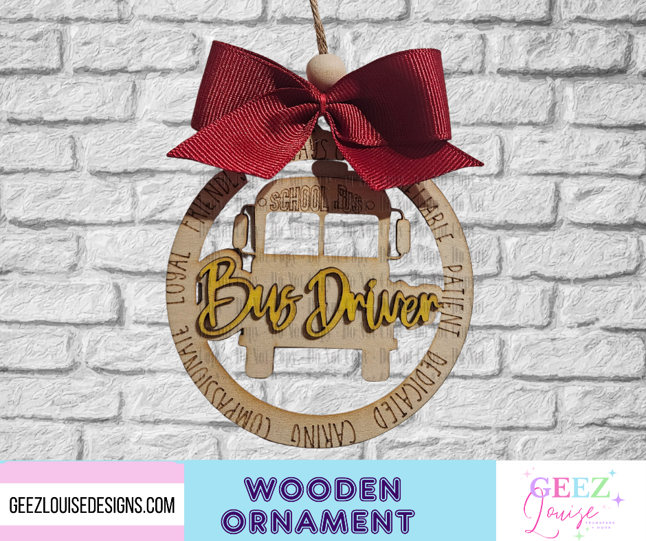 Bus driver laser cut wooden ornament - made to order