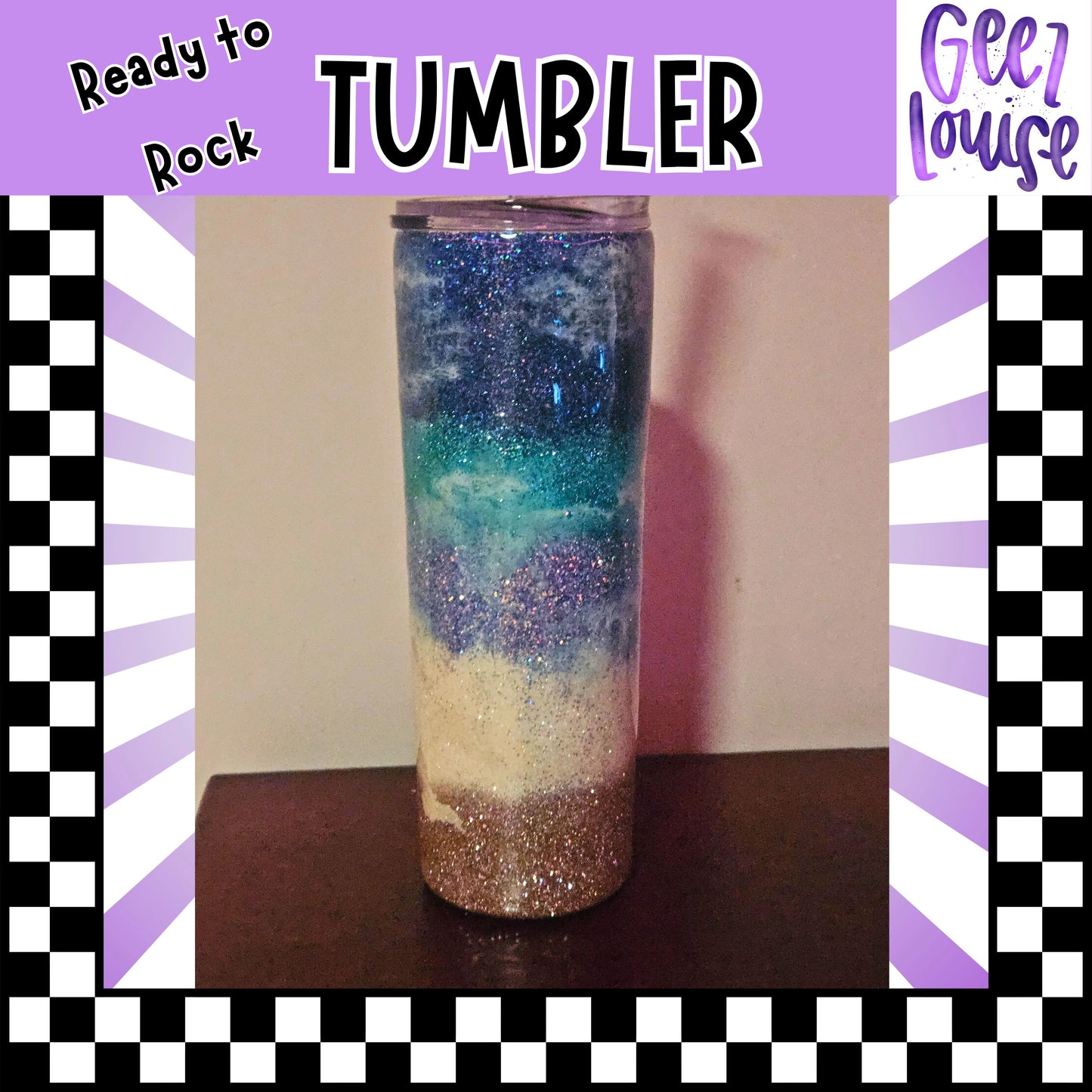 Glitter Beach 20oz Resin tumbler