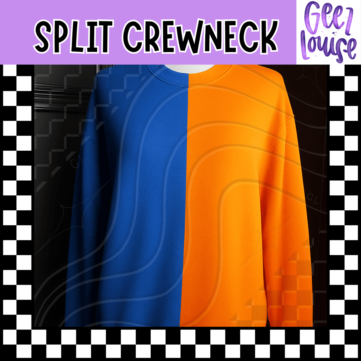 Royal Blue & Orange Gildan 2-Tone Crewneck Sweatshirt - MED