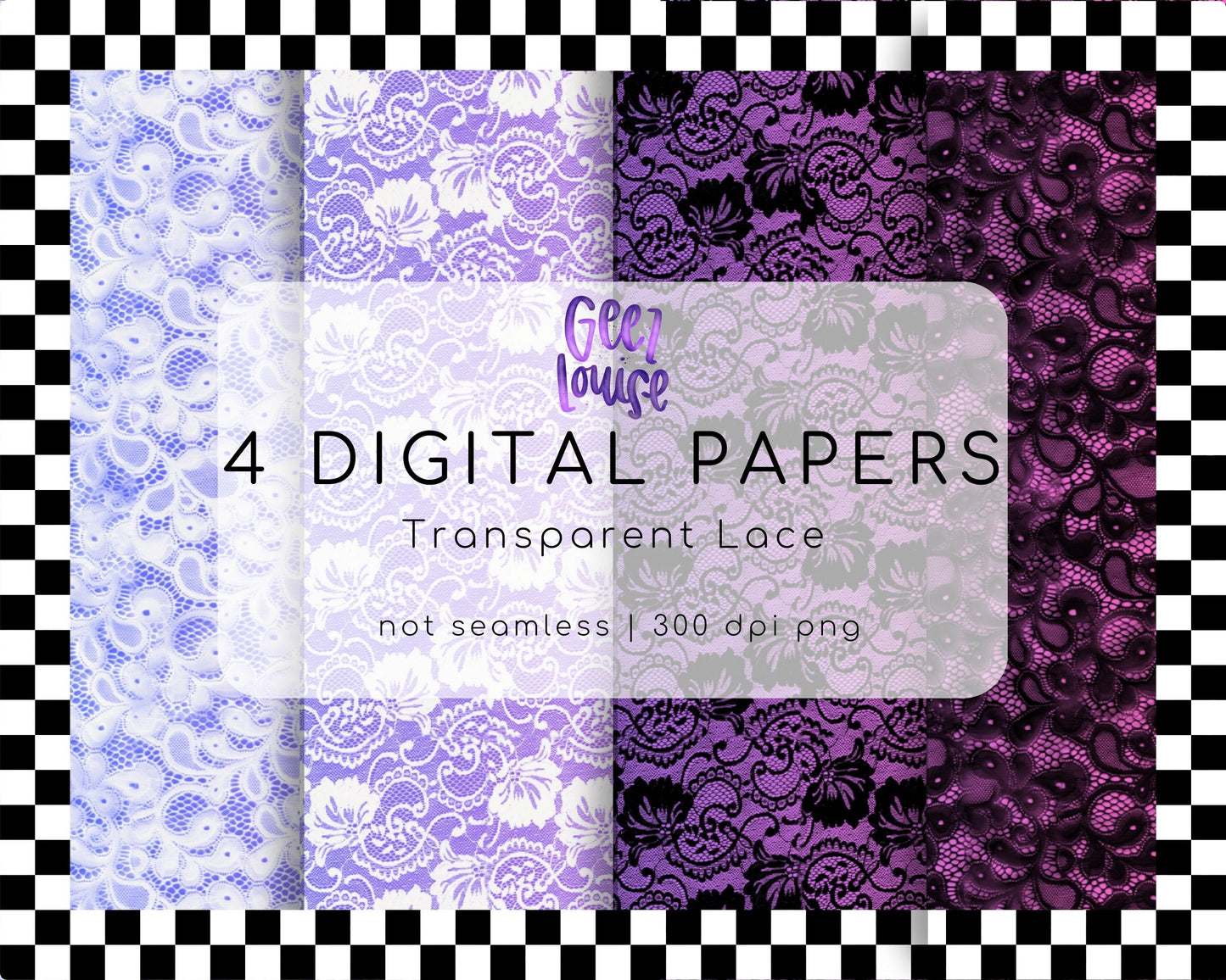 Transparent faux lace background digital paper- Digital Download- PNG