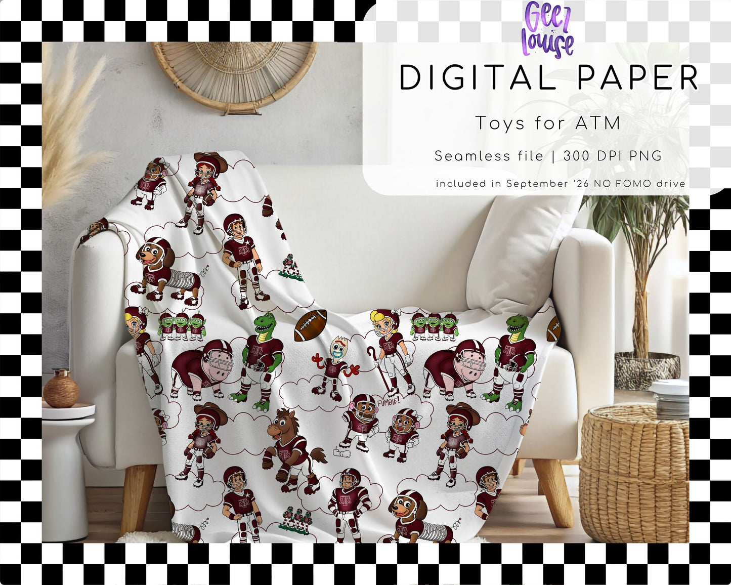 Toys for ATM Football Seamless Digital Paper | Orange Football Toy Inspired Pattern PNG | September 26 No FOMO Drive