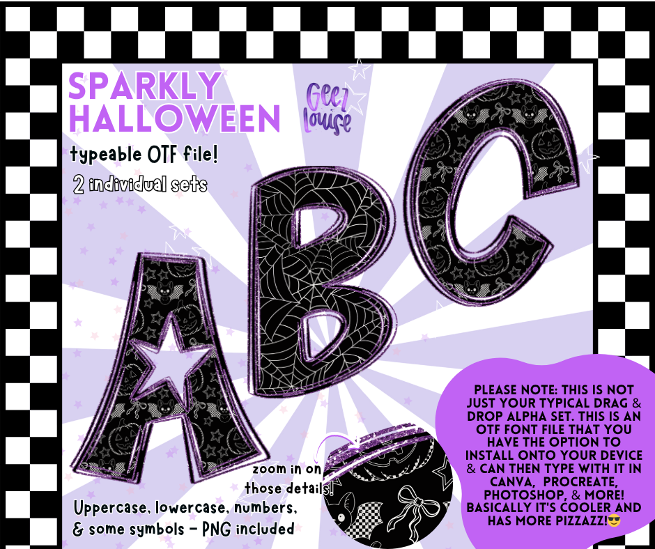 Sparkly Halloween – Typeable OTF Font with PNGs (2 Sets Included)