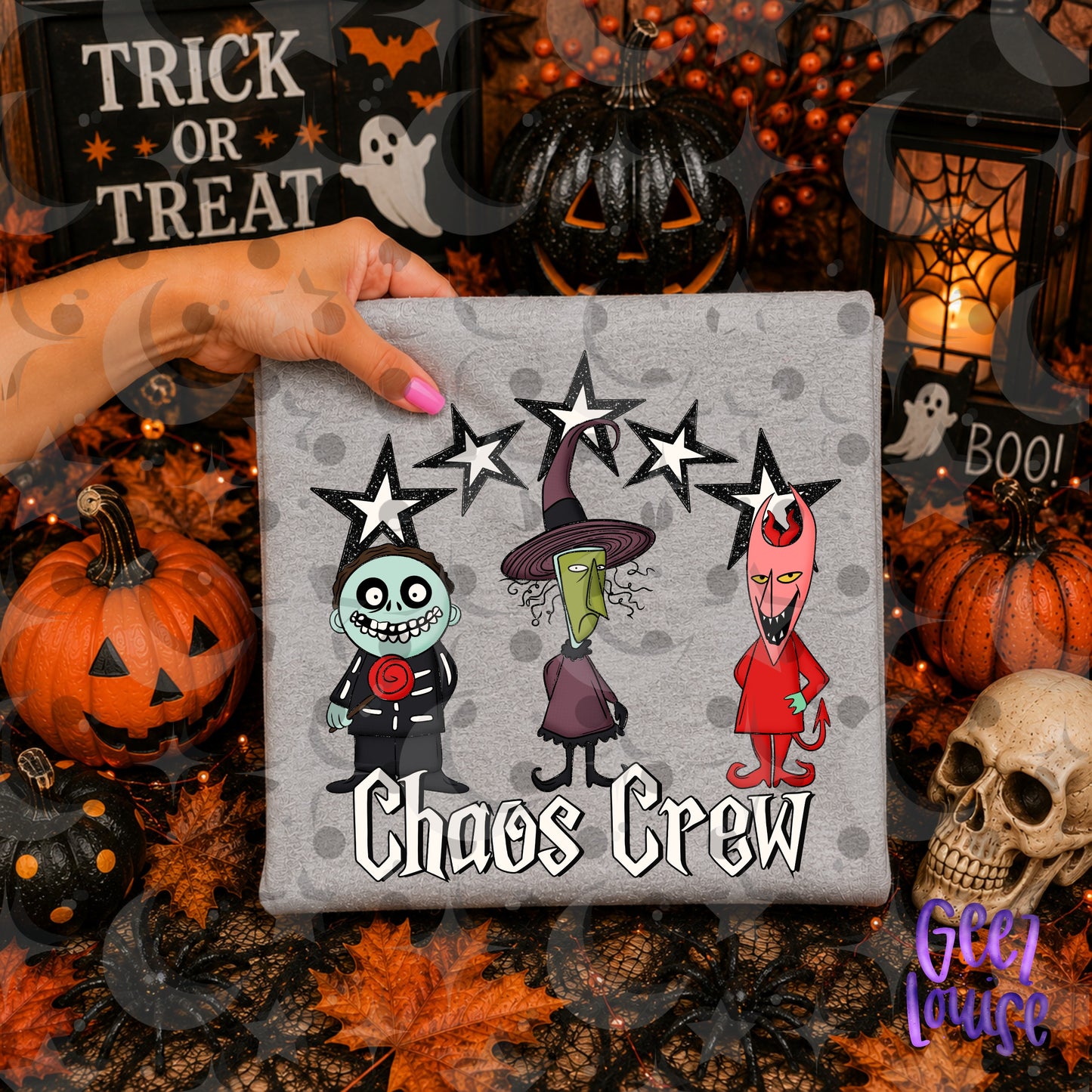 Chaos Crew Halloween PNG | Spooky Trio Halloween Sublimation Design | Cute Horror Digital Download | July 26 No Fomo Design Drive