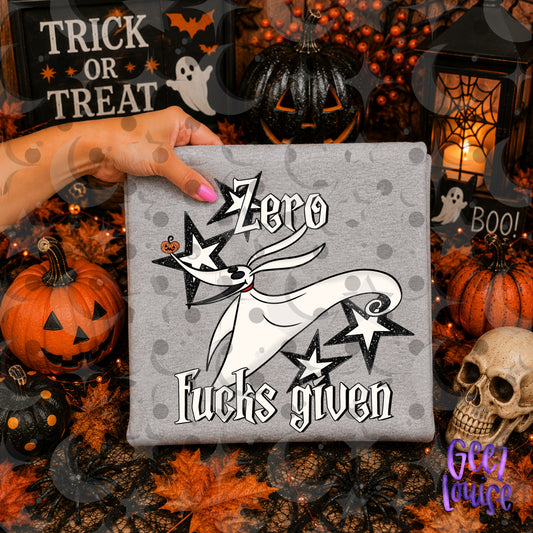 Zero F*cks Given PNG | Funny Ghost Halloween Sublimation Design | Spooky Digital Download | July 26 No FOMO Drive