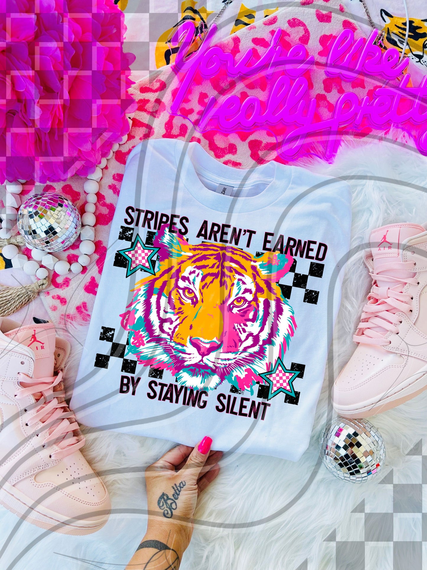 Stripes Aren’t Earned by Staying Silent – Bold Neon Tiger PNG
