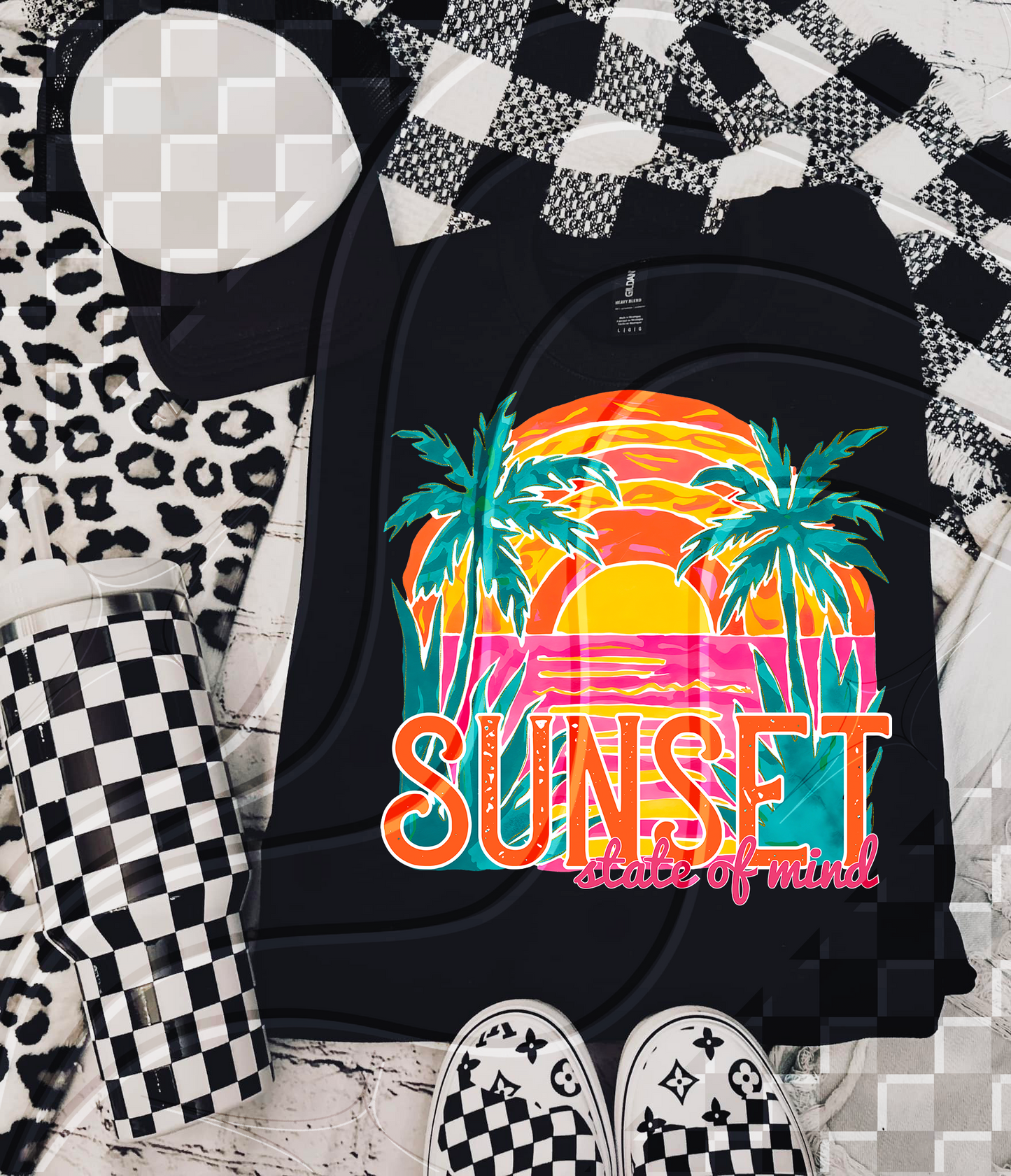 Sunset State of Mind PNG – Tropical Palm Digital Design