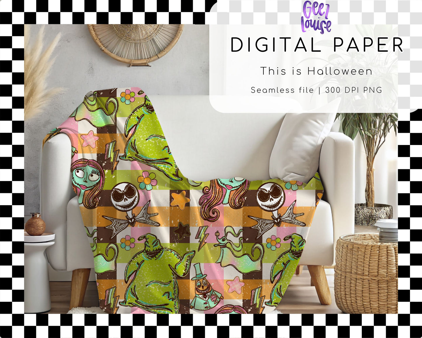 This Is Halloween Digital Paper | Seamless Halloween Pattern | 12x12 PNG | July 26 NO FOMO DRIVE | Digital Download