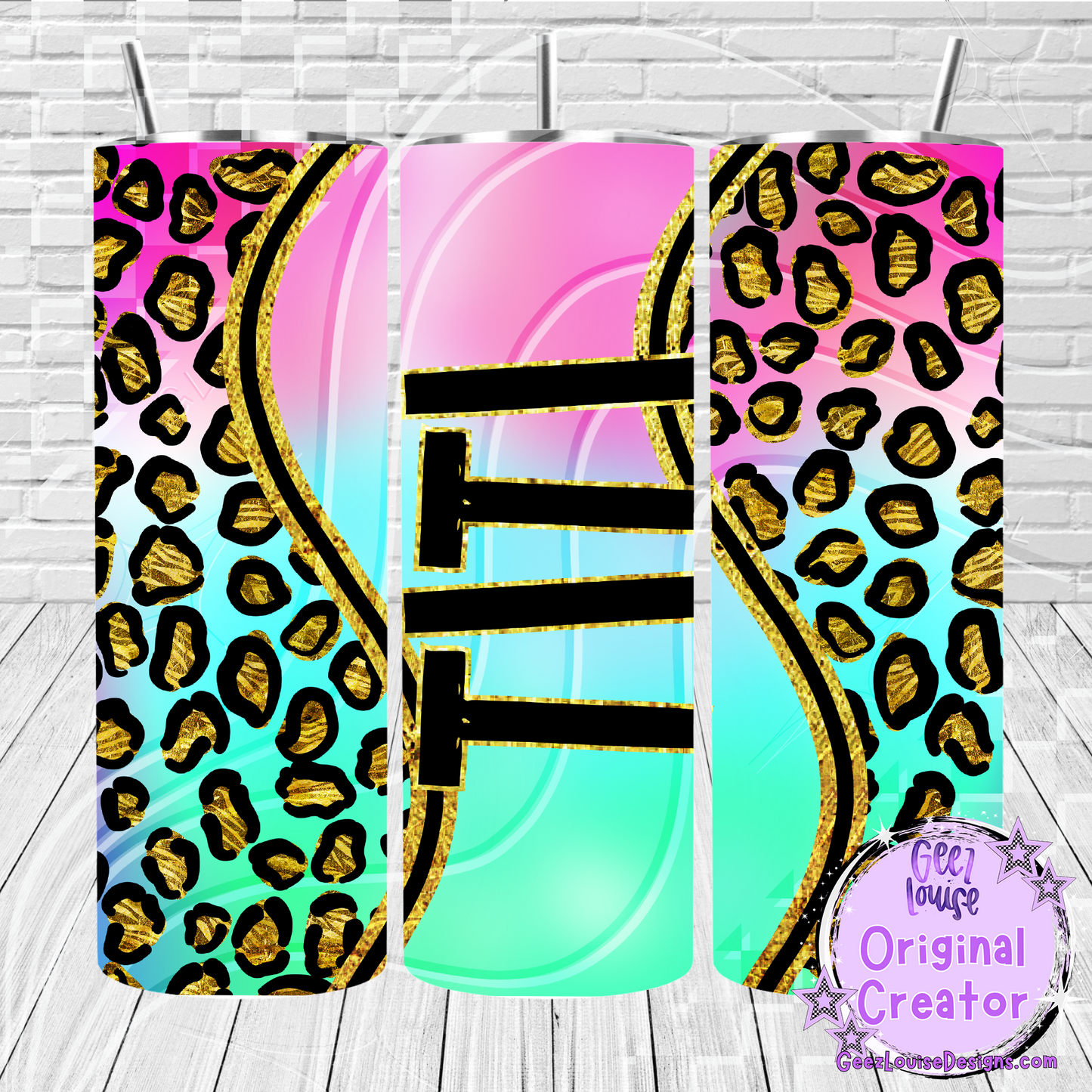 Rainbow leopard tumbler - Digital Download- PNG
