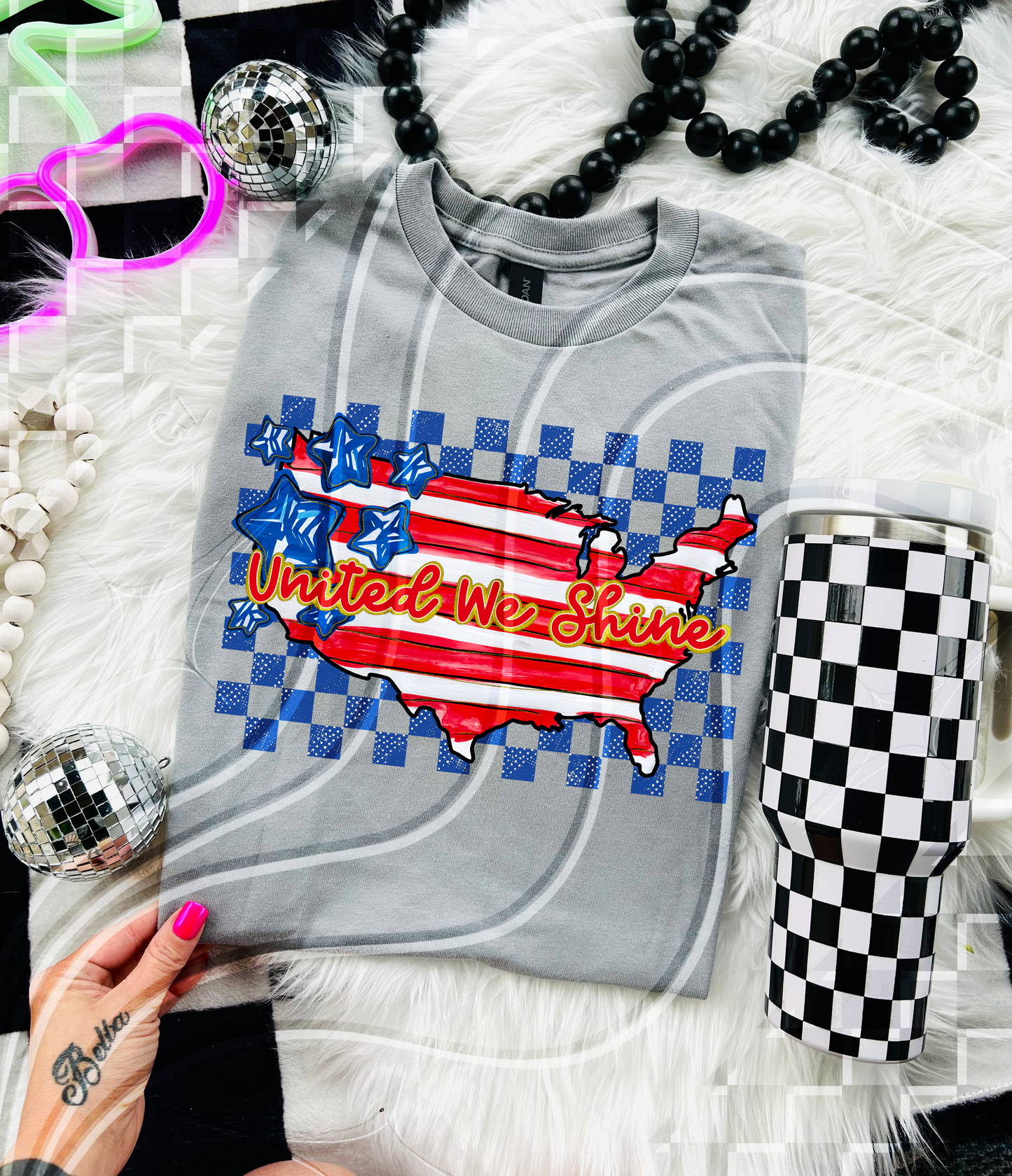 United We Shine – USA Map Patriotic PNG