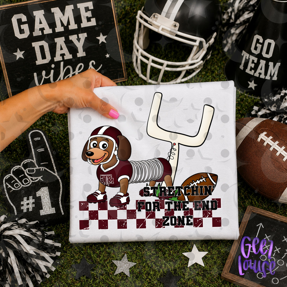 Stretchin’ for the End Zone Football Dog PNG | Game Day Design | September 26 No FOMO Drive