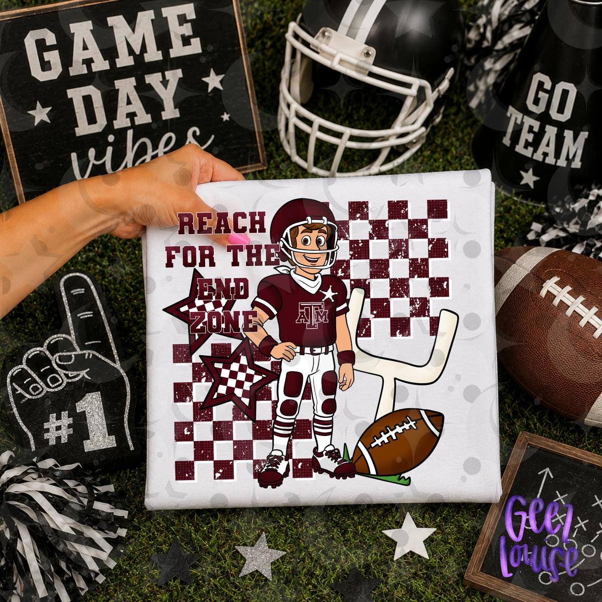 Reach for the End Zone Football PNG | Football Player Game Day Design