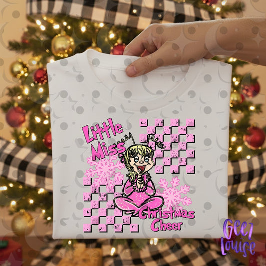 Little Miss Christmas Cheer PNG | Funny Pink Holiday Character Christmas Digital Design