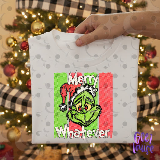 Merry Whatever Christmas PNG | Funny Green Holiday Character Digital Design