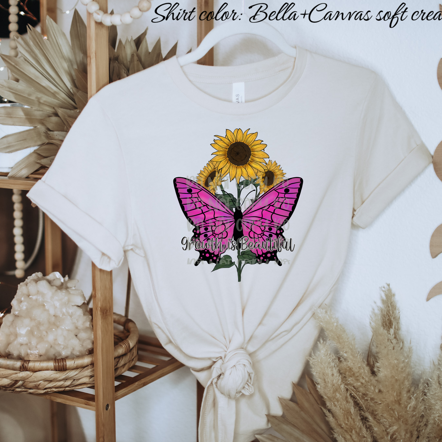 Growth Is Beautiful Digital Design | Sunflower & Butterfly PNG/SVG