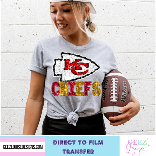 Football faux sequin- Direct to Film Transfer - made to order