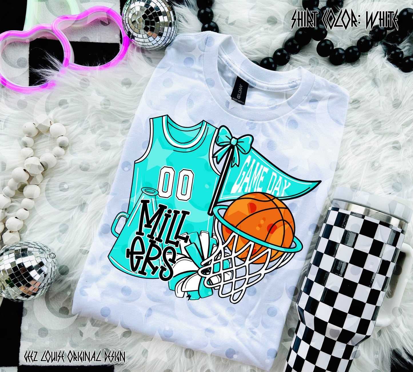 Basketball Game Day Digital Design | Custom Team Spirit PNGs (100+ Teams) - Sky Blue