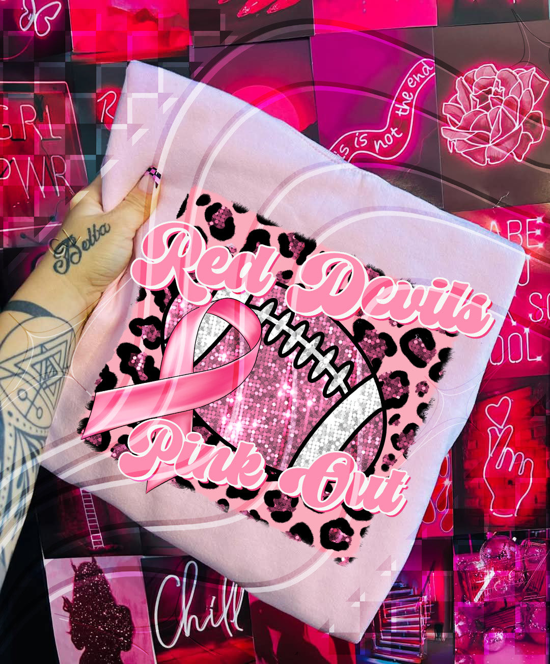 Pink Out Football Game Day Digital Design – Custom Team Name