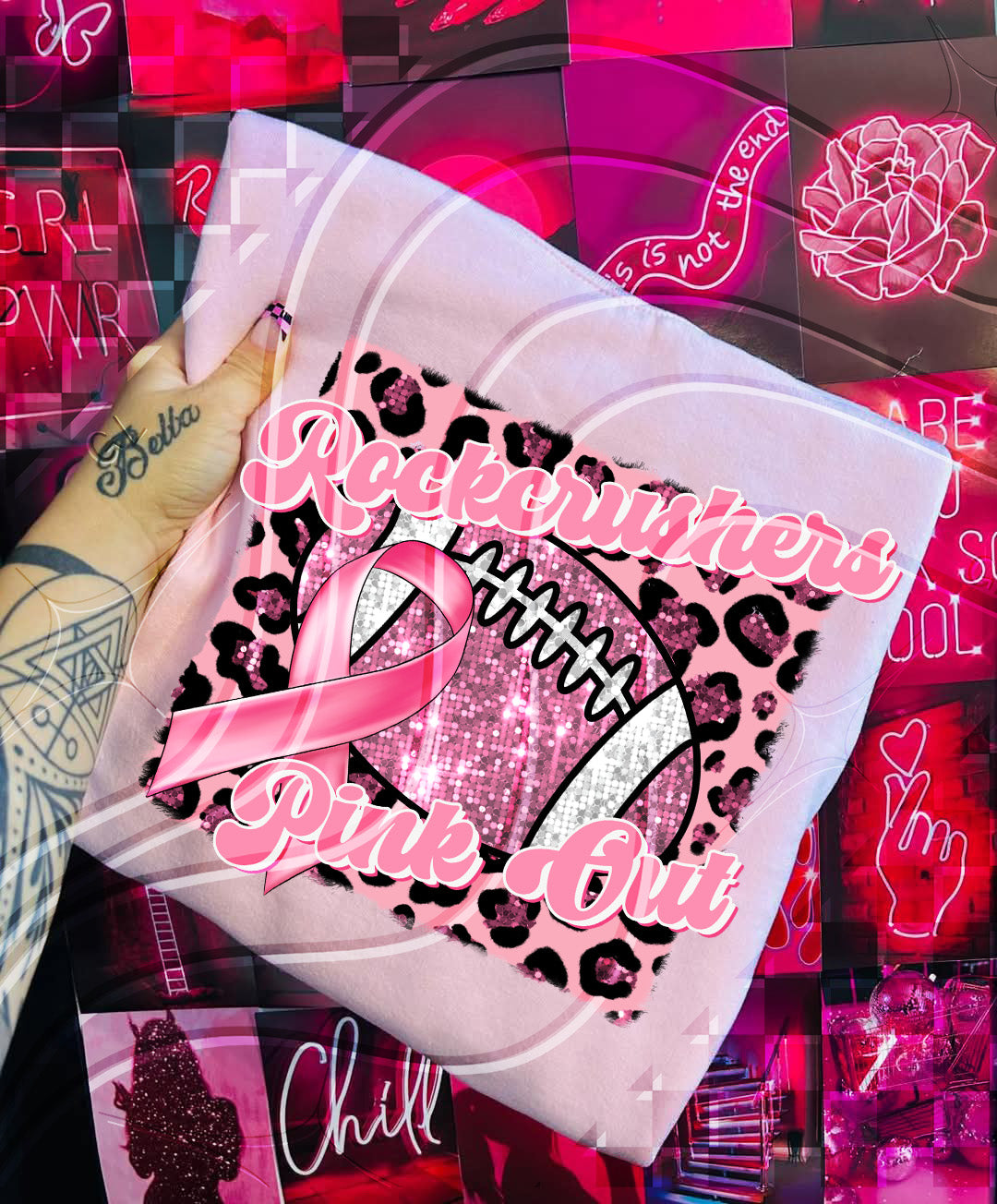 Pink Out Football Game Day Digital Design – Custom Team Name