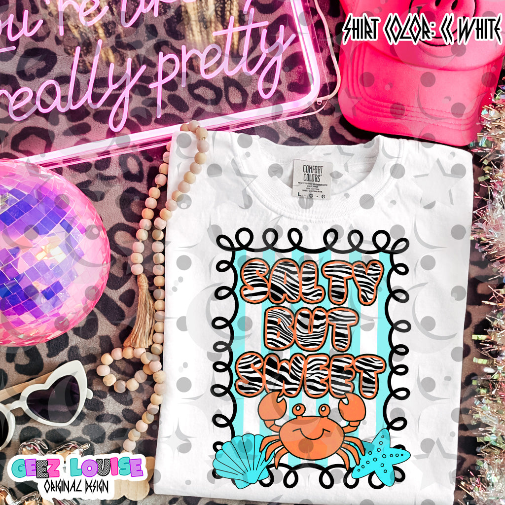 Salty But Sweet PNG | Cute Beach Crab Design | Summer Sublimation PNG | Retro Coastal Graphic
