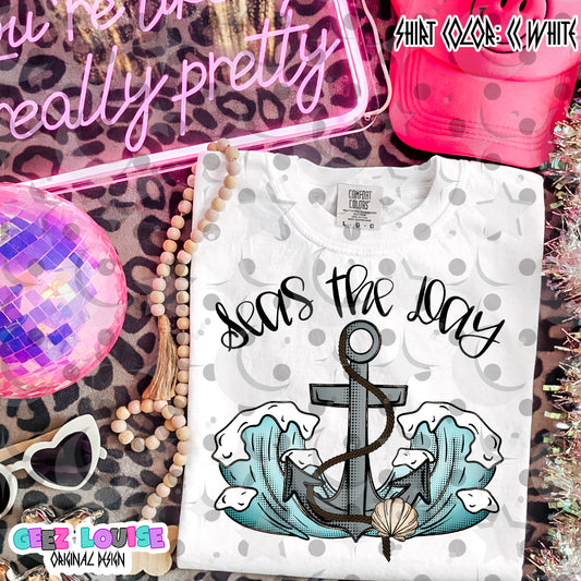 Seas the Day PNG | Anchor & Wave Beach Design | Coastal Summer Sublimation PNG | Nautical Graphic