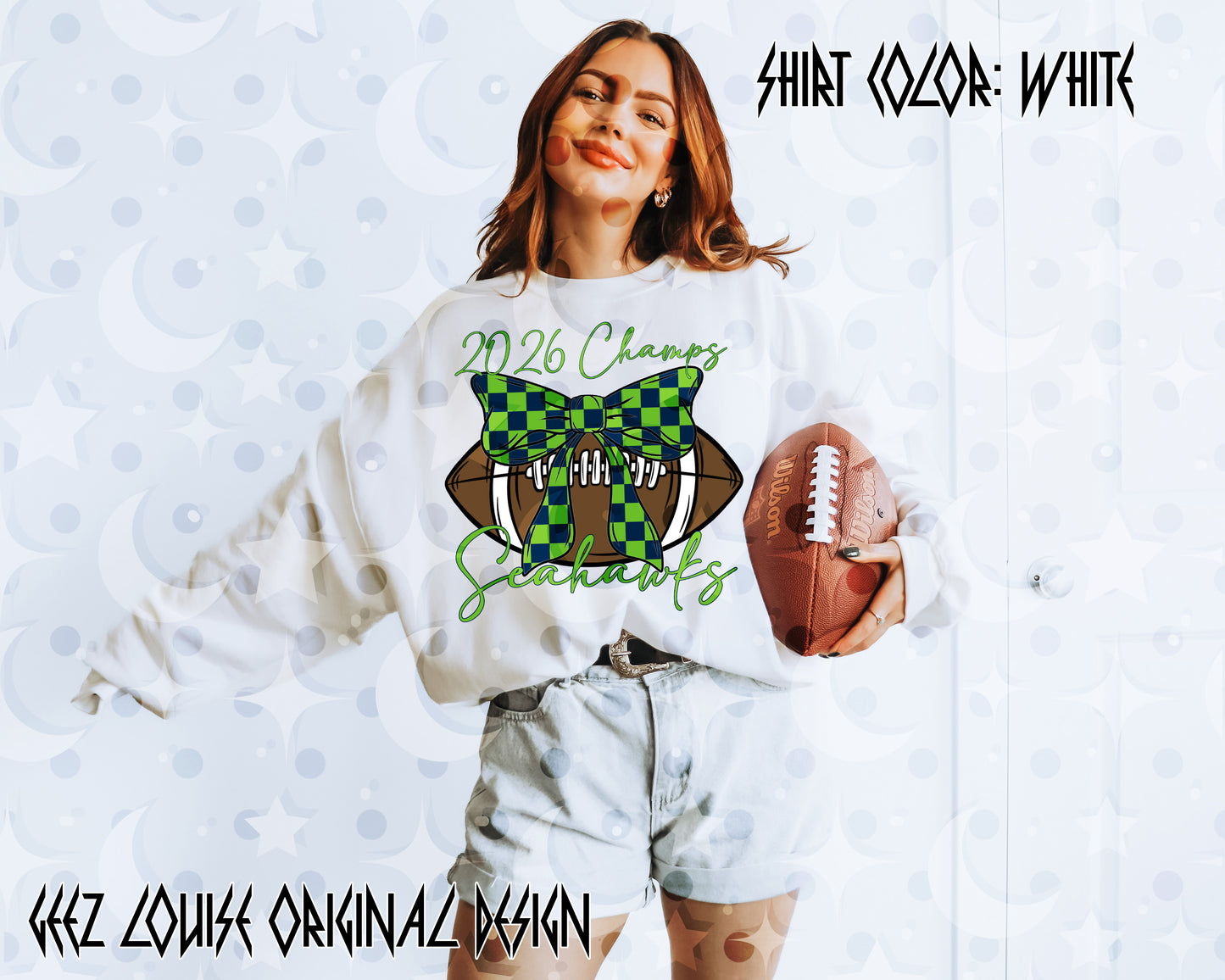 Big Game 2026 Champs Bow Football Digital Design | Trendy Game Day PNG