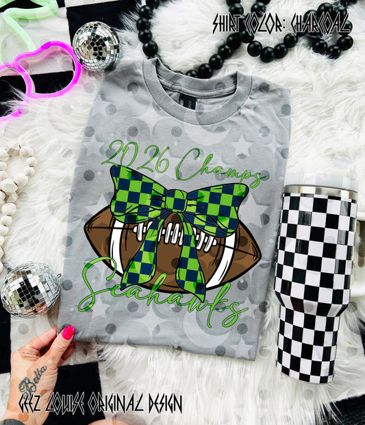 Big Game 2026 Champs Bow Football Digital Design | Trendy Game Day PNG