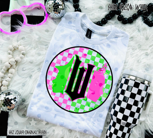Wicked-Inspired Digital Design | Green & Pink Checkered Aesthetic PNG
