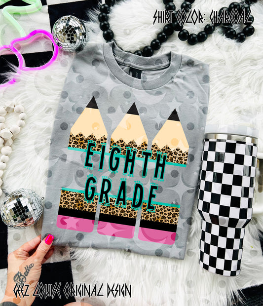 Leopard Pencil — Teacher & Grade PNG (Multiple Options!)