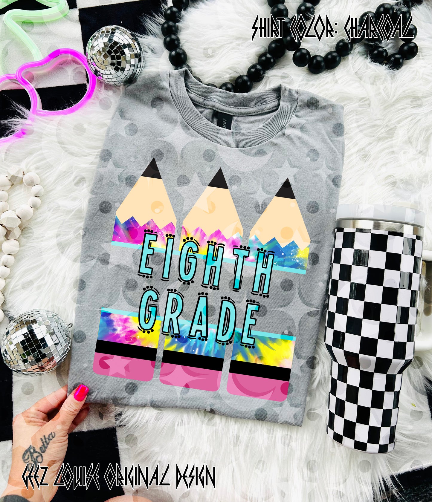 Tie Dye Pencil — Teacher & Grade PNG (multiple options!)