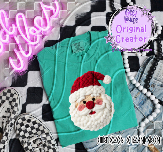 Yarn Texture Santa Face Digital Design | Cozy Rope Stitch Effect | Christmas Sublimation PNG