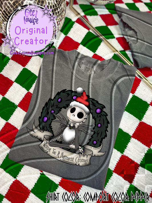 Wishing You A Nightmarish Christmas Digital Design | Gothic Holiday PNG