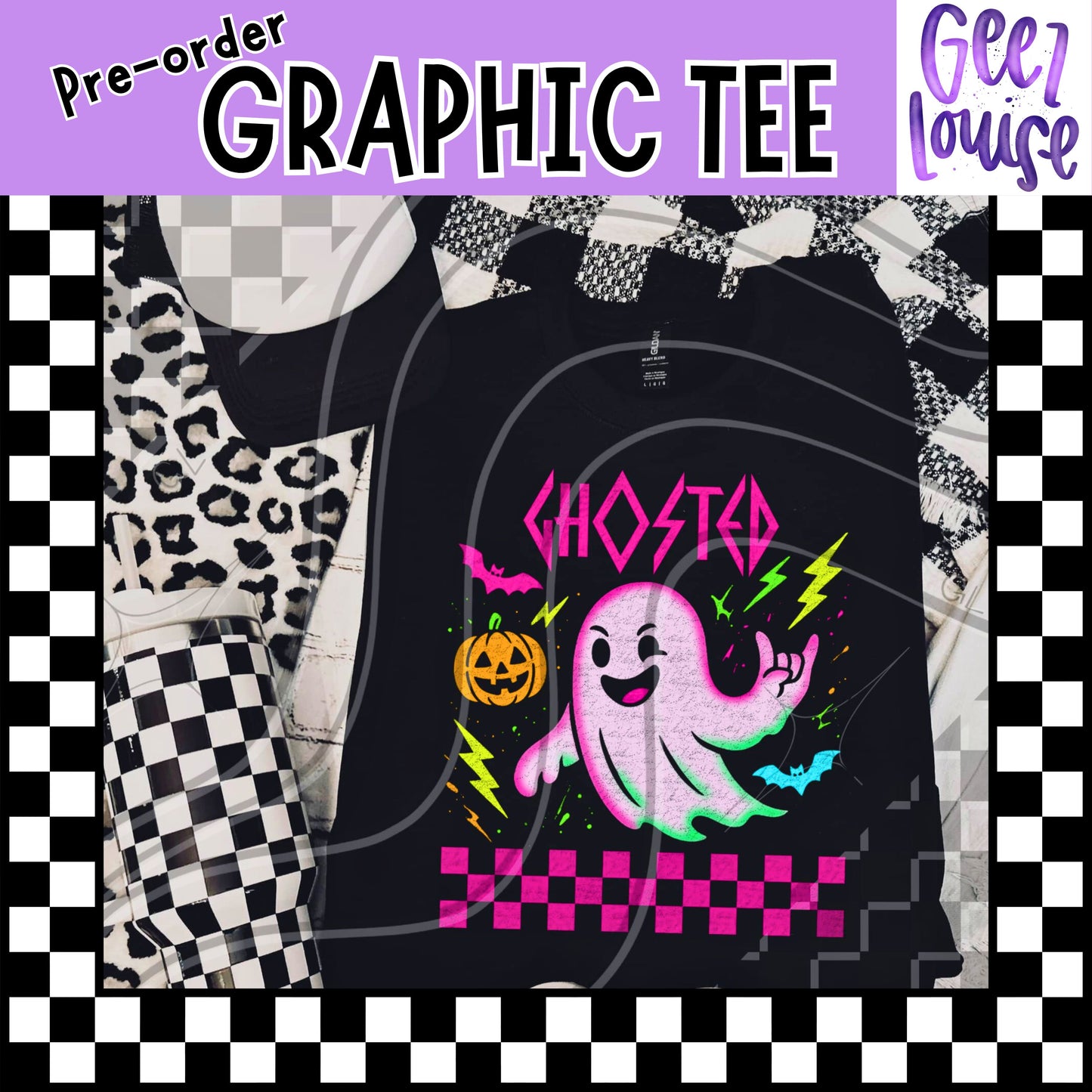 Ghosted Halloween Tee – Neon Retro Rock Vibes | Pre-Order | Made to Order
